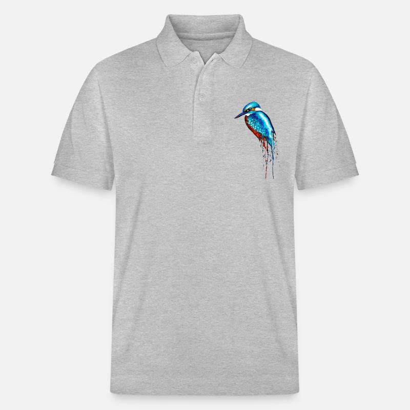 Aquarell Eisvogel - Stanley/Stella Unisex Bio-Poloshirt PREPSTER - Grau meliert
