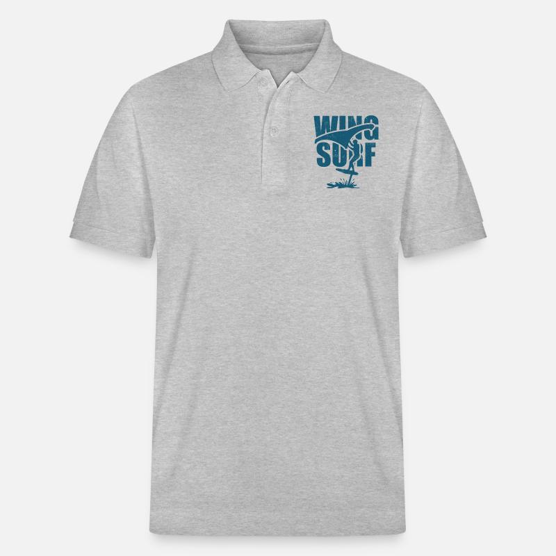 Wing Surfer mit Foil Board - Stanley/Stella Unisex Bio-Poloshirt PREPSTER - Grau meliert