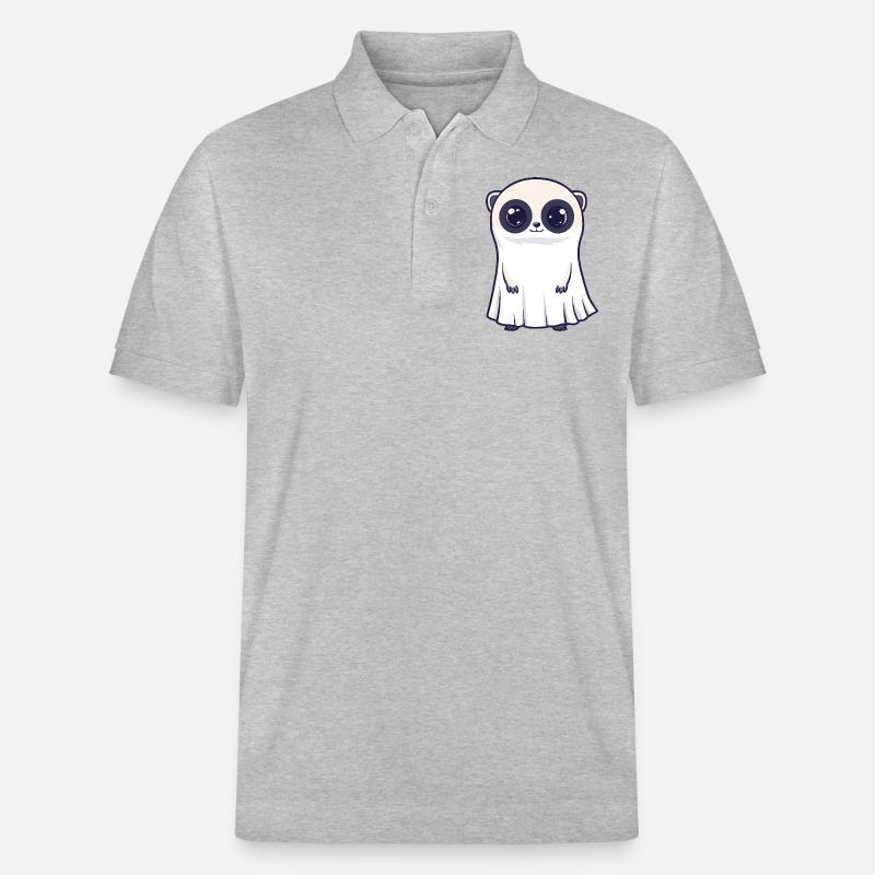 Meerkat Halloween Comic Ghost - Stanley/Stella Unisex Organic Polo Shirt PREPSTER - heather grey