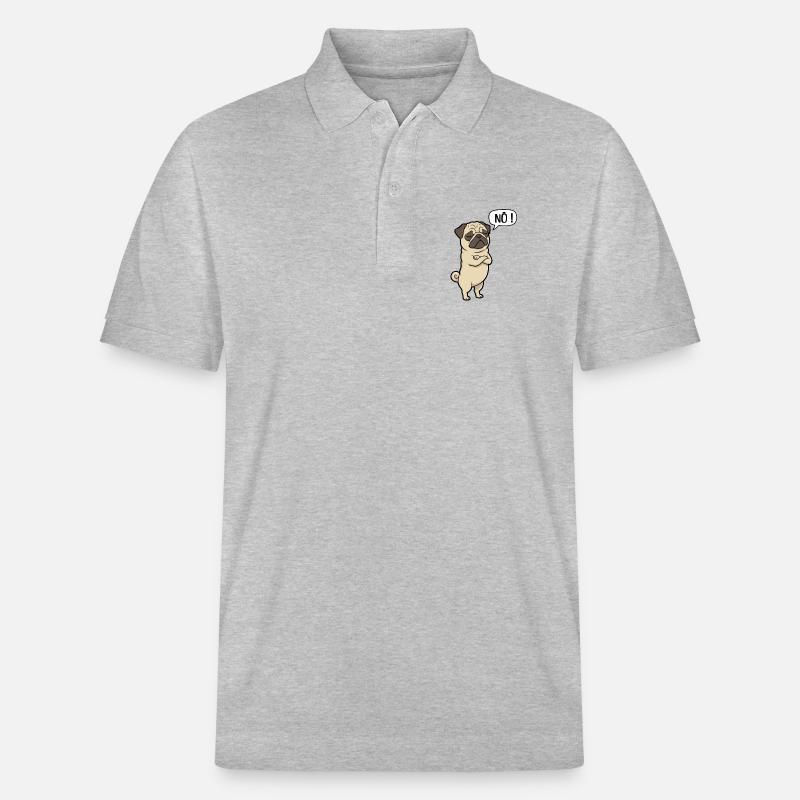 NÖ Pug Eigensinniger Mops-Charme - Stanley/Stella Unisex Bio-Poloshirt PREPSTER - Grau meliert