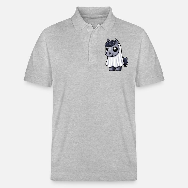 Pferd Halloween Comic Geist - Stanley/Stella Unisex Bio-Poloshirt PREPSTER - Grau meliert