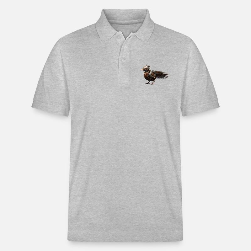 Steampunk Vogel - Stanley/Stella Unisex Bio-Poloshirt PREPSTER - Grau meliert