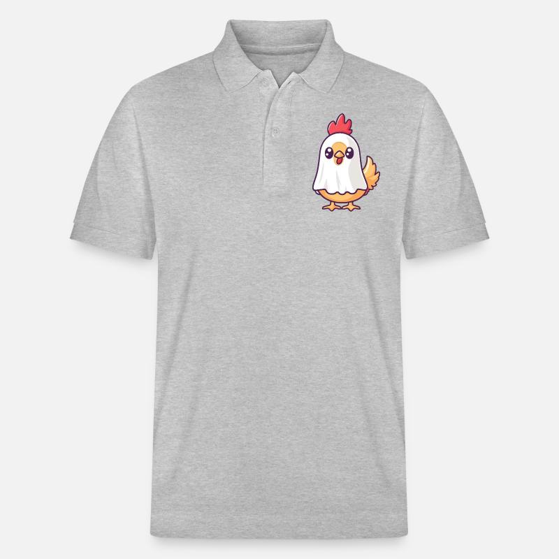 Coq Halloween Comic Fantôme - Polo PREPSTER bio Stanley/Stella Unisexe - gris chiné