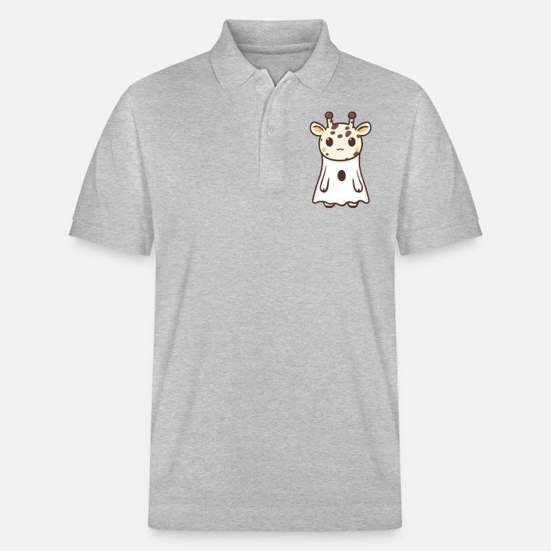 Giraffe Halloween Comic Ghost - Stanley/Stella Unisex Organic Polo Shirt PREPSTER - heather grey