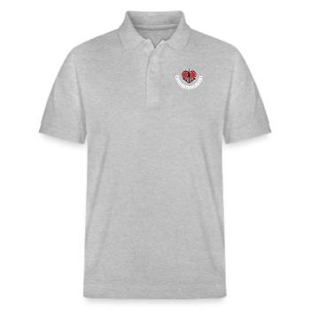 cuxhavenverliebt rund weiß - Stanley/Stella Unisex Bio-Poloshirt PREPSTER - Grau meliert - Vorne - Roxy (174cm) & Andy (188cm)