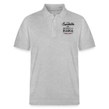 SUPERHELDIN MAMA - Stanley/Stella Unisex Bio-Poloshirt PREPSTER - Grau meliert - Vorne - Roxy (174cm) & Andy (188cm)