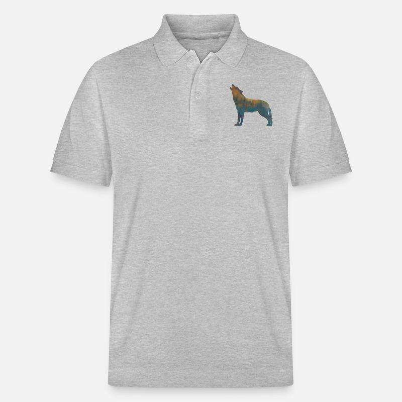 heulender Wolf - Stanley/Stella Unisex Bio-Poloshirt PREPSTER - Grau meliert