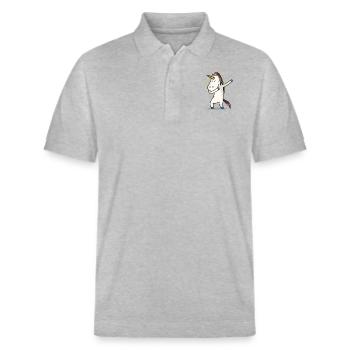 Einhorn Dab - Stanley/Stella Unisex Bio-Poloshirt PREPSTER - Grau meliert - Vorne - Roxy (174cm) & Andy (188cm)