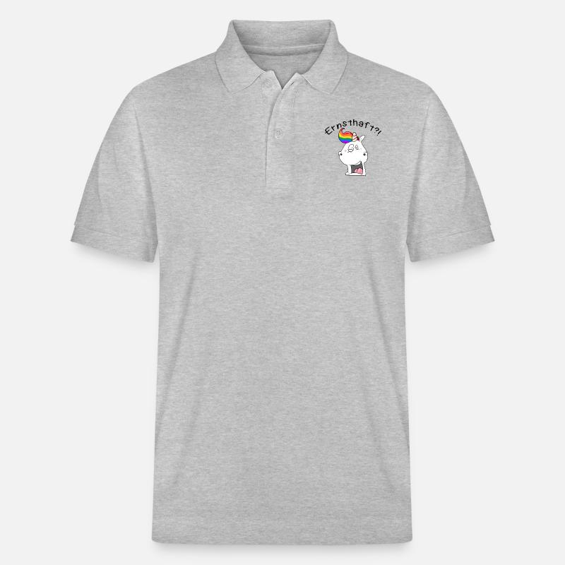 Einhorn "Ernsthaft?!" / Geschenkidee / Geschenk - Stanley/Stella Unisex Bio-Poloshirt PREPSTER - Grau meliert