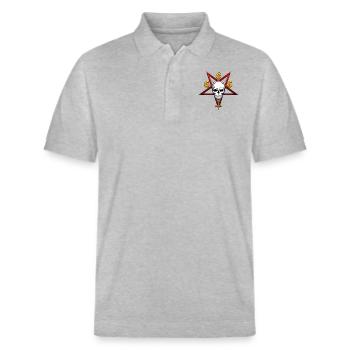 Hail Satan 666 pentagram skull - Stanley/Stella Unisex Organic Polo Shirt PREPSTER - heather grey - Front - Roxy (174cm) & Andy (188cm)