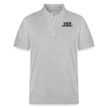 Vier gewinnt Schule Schul Motiv Schüler - Stanley/Stella Unisex Bio-Poloshirt PREPSTER - Grau meliert - Vorne - Roxy (174cm) & Andy (188cm)