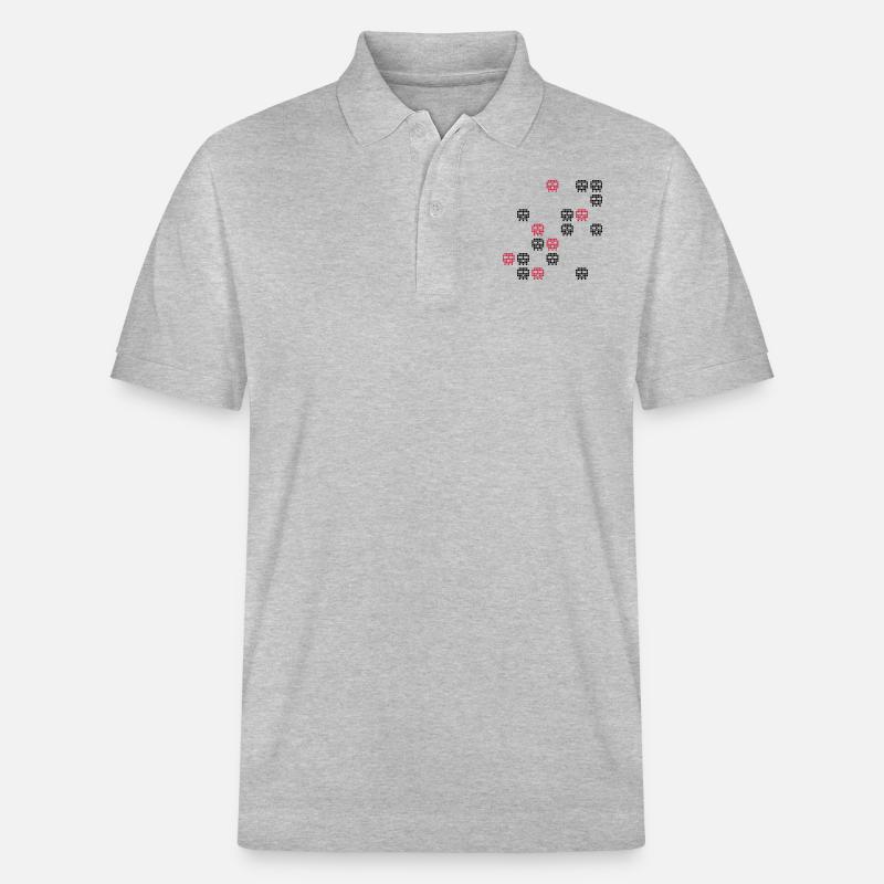 Pixel Skull Gaming Screen - Stanley/Stella Unisex Bio-Poloshirt PREPSTER - Grau meliert