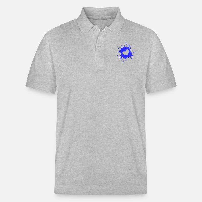 Herz Fleck Tinte Blau - Stanley/Stella Unisex Bio-Poloshirt PREPSTER - Grau meliert