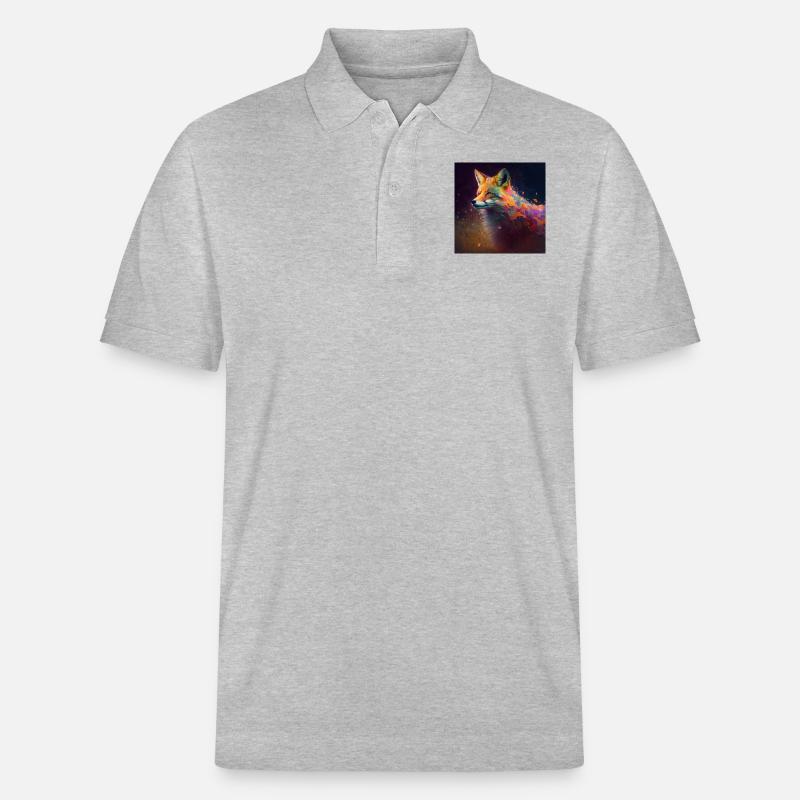 Farbiger Fuchs, einzigartiges Design - Stanley/Stella Unisex Bio-Poloshirt PREPSTER - Grau meliert