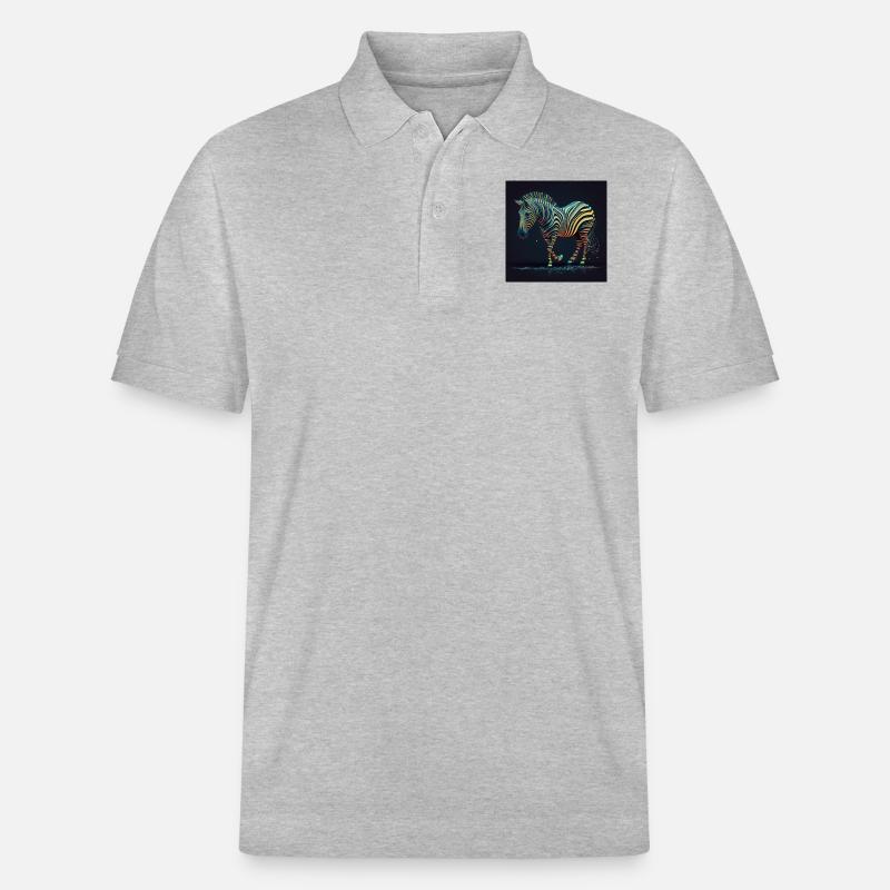 Farbiges Zebra, einzigartiges Design - Stanley/Stella Unisex Bio-Poloshirt PREPSTER - Grau meliert