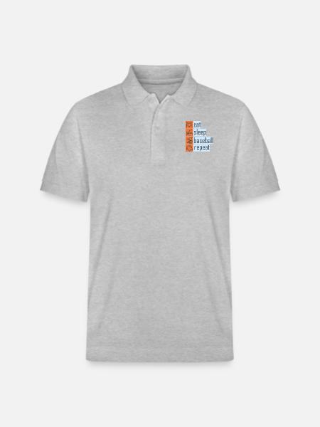 Eat Sleep Baseball Repeat - Stanley/Stella Unisex Organic Polo Shirt PREPSTER - heather grey