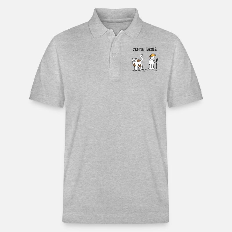 Rinder Katze Bauer - Stanley/Stella Unisex Bio-Poloshirt PREPSTER - Grau meliert