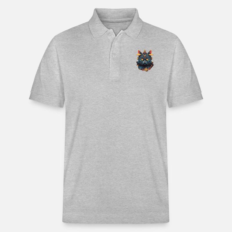 Katze - Stanley/Stella Unisex Bio-Poloshirt PREPSTER - Grau meliert