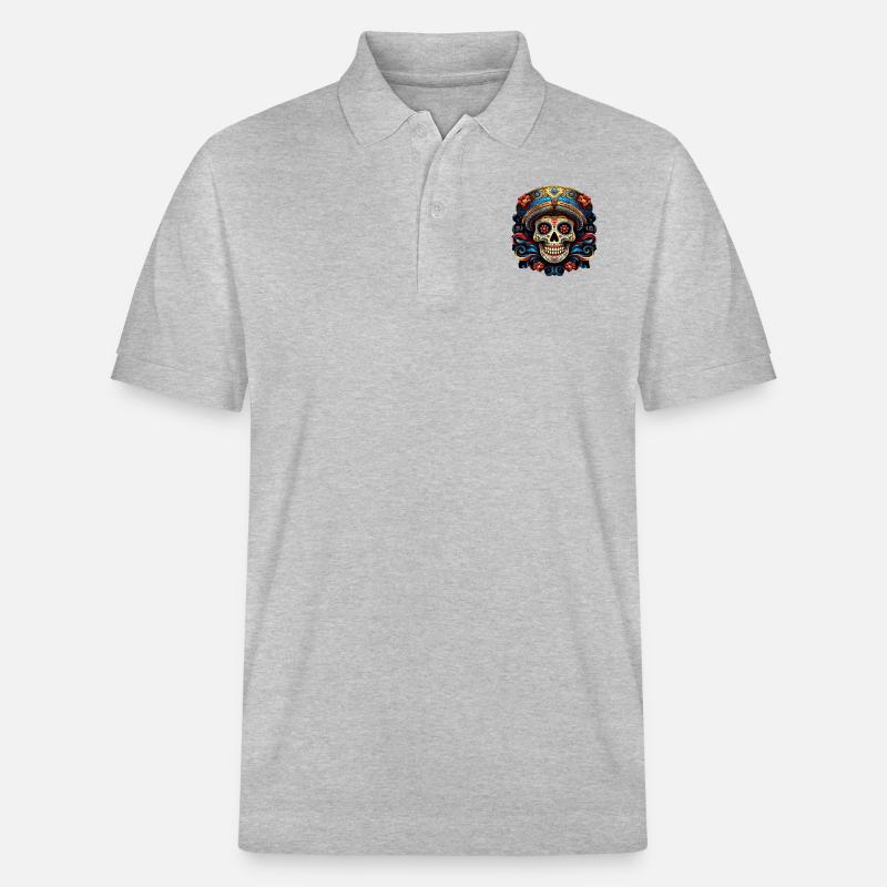 Cinco de Mayo Skull - Stanley/Stella Unisex Bio-Poloshirt PREPSTER - Grau meliert