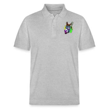 Disko Donkey - Stanley/Stella Unisex Bio-Poloshirt PREPSTER - Grau meliert - Vorne - Roxy (174cm) & Andy (188cm)