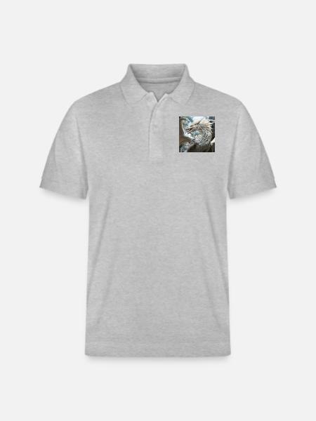 Weißer Drache - Stanley/Stella Unisex Bio-Poloshirt PREPSTER - Grau meliert