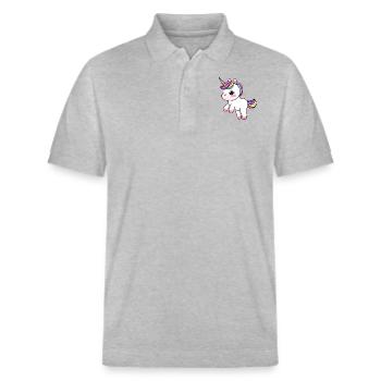 Einhorn Fabeltier Mädchen Einhörner Unicorn - Stanley/Stella Unisex Bio-Poloshirt PREPSTER - Grau meliert - Vorne - Roxy (174cm) & Andy (188cm)