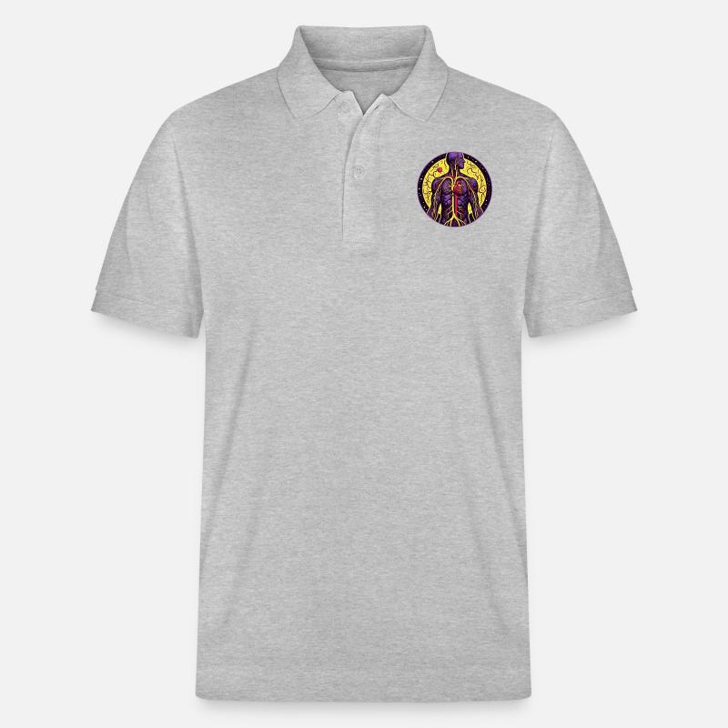 Lebendiges anatomisches Herz - Stanley/Stella Unisex Bio-Poloshirt PREPSTER - Grau meliert
