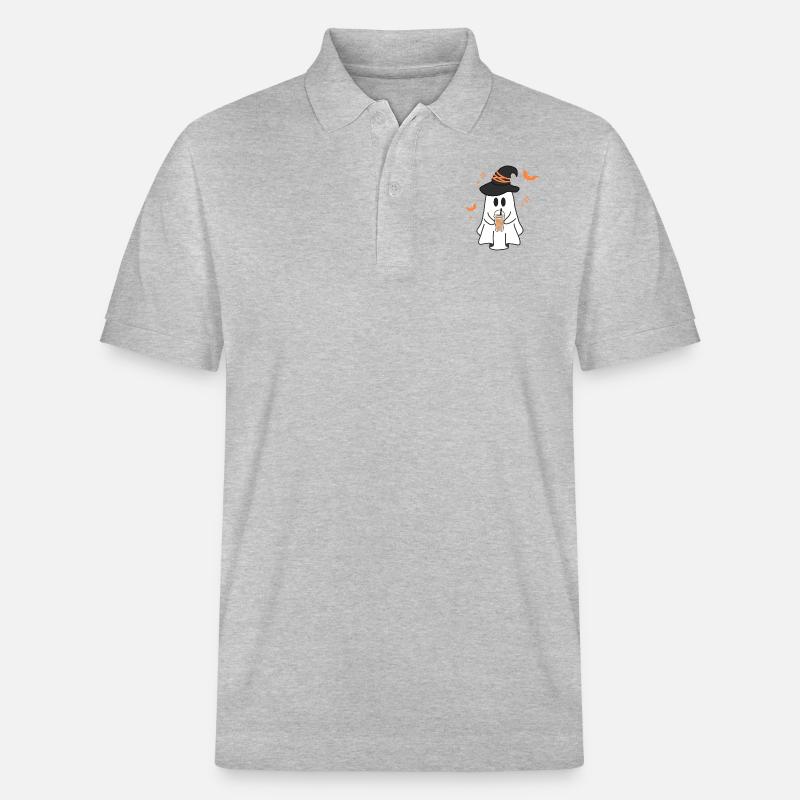 Pumpkin Latte Ghost - Stanley/Stella Unisex Bio-Poloshirt PREPSTER - Grau meliert