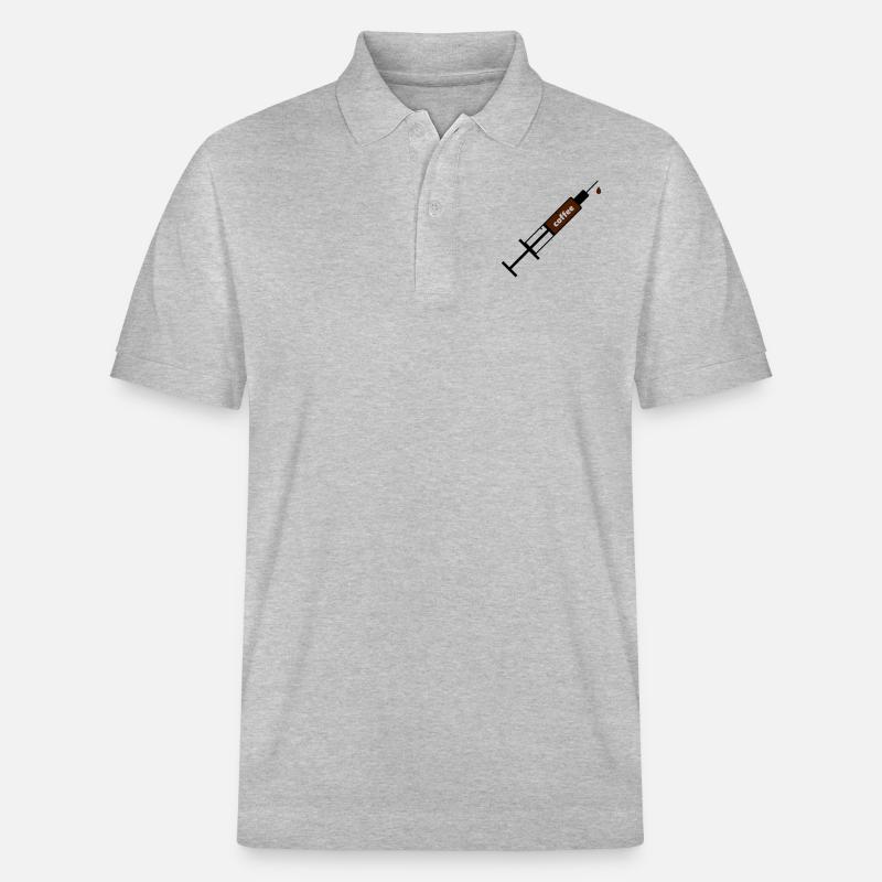 Kaffee Coffee Sucht Spritze - Stanley/Stella Unisex Bio-Poloshirt PREPSTER - Grau meliert