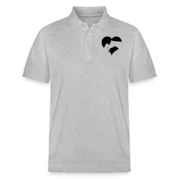 Chevaux noirs de coeur - Polo PREPSTER bio Stanley/Stella Unisexe - gris chiné - Devant - Roxy (174cm) & Andy (188cm)