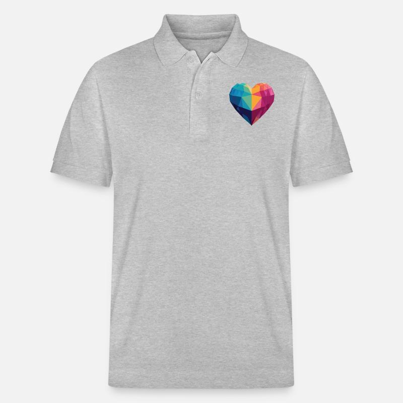 Liebe - Low Poly Herz - Stanley/Stella Unisex Bio-Poloshirt PREPSTER - Grau meliert
