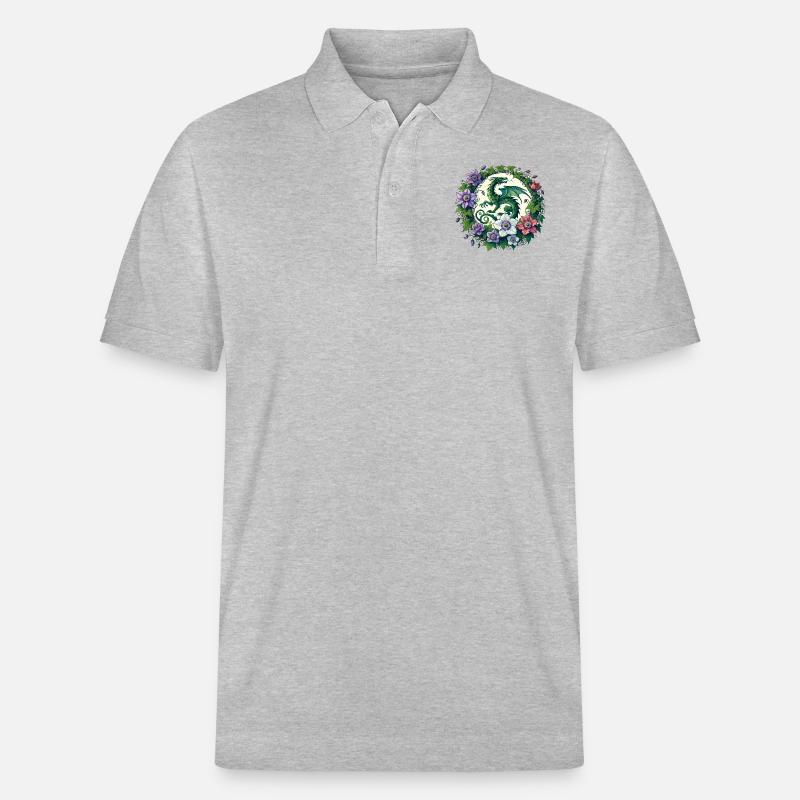 Clematis Drache - Stanley/Stella Unisex Bio-Poloshirt PREPSTER - Grau meliert