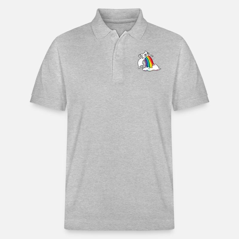 Regenbogenkotze Katze - Stanley/Stella Unisex Bio-Poloshirt PREPSTER - Grau meliert