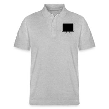 Screen Display Computer Icon - Stanley/Stella Unisex Organic Polo Shirt PREPSTER - heather grey - Front - Roxy (174cm) & Andy (188cm)