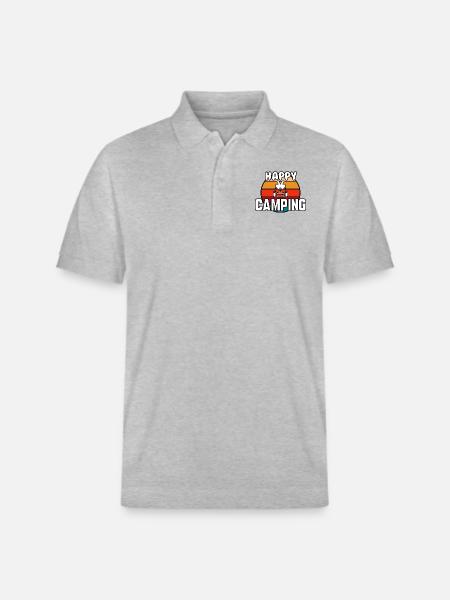 Happy camping - Stanley/Stella Unisex Organic Polo Shirt PREPSTER - heather grey