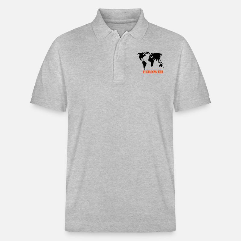 Carte du monde Wanderlust - Polo PREPSTER bio Stanley/Stella Unisexe - gris chiné