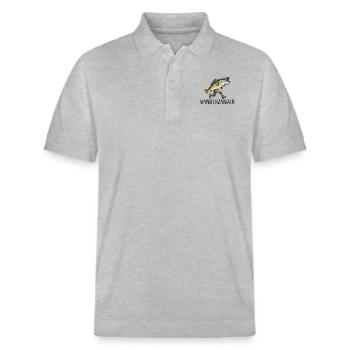 Funny fish wandering zander - Stanley/Stella Unisex Organic Polo Shirt PREPSTER - heather grey - Front - Roxy (174cm) & Andy (188cm)