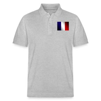 Drapeau français - Polo PREPSTER bio Stanley/Stella Unisexe - gris chiné - Devant - Roxy (174cm) & Andy (188cm)