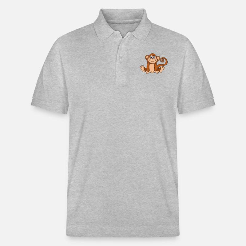 Funny Cute Cool Monkey - Stanley/Stella Unisex Organic Polo Shirt PREPSTER - heather grey
