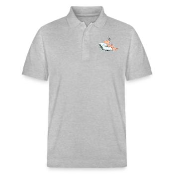 Bücherwurm Willi - Stanley/Stella Unisex Bio-Poloshirt PREPSTER - Grau meliert - Vorne - Roxy (174cm) & Andy (188cm)