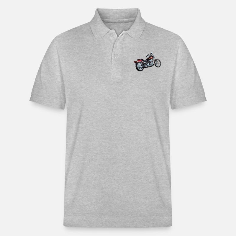 rotes Motorrad Geschenk Geschenkidee - Stanley/Stella Unisex Bio-Poloshirt PREPSTER - Grau meliert