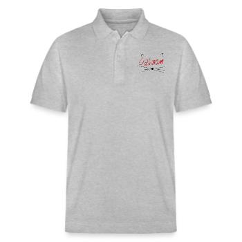 Cat Mom - Stanley/Stella Unisex Organic Polo Shirt PREPSTER - heather grey - Front - Roxy (174cm) & Andy (188cm)