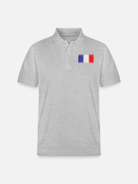 Fransk flag - nyt design - Stanley/Stella PREPSTER økologisk unisex poloshirt - grå meleret