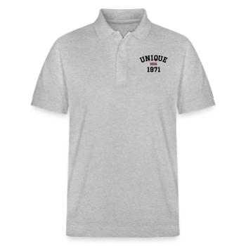 Unique Since 1971 - Stanley/Stella Unisex Bio-Poloshirt PREPSTER - Grau meliert - Vorne - Roxy (174cm) & Andy (188cm)