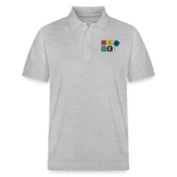 Merde! - Nicht mit mir! - Stanley/Stella Unisex Bio-Poloshirt PREPSTER - Grau meliert - Vorne - Roxy (174cm) & Andy (188cm)