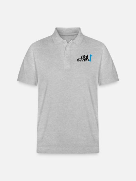 Photographer Camera Evolution - Stanley/Stella Unisex Organic Polo Shirt PREPSTER - heather grey