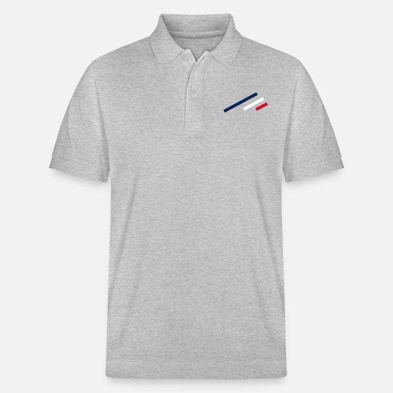 Frankreich Streifen - Stanley/Stella Unisex Bio-Poloshirt PREPSTER - Grau meliert