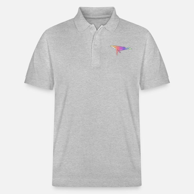 Wal Regenbogen Version - Stanley/Stella Unisex Bio-Poloshirt PREPSTER - Grau meliert