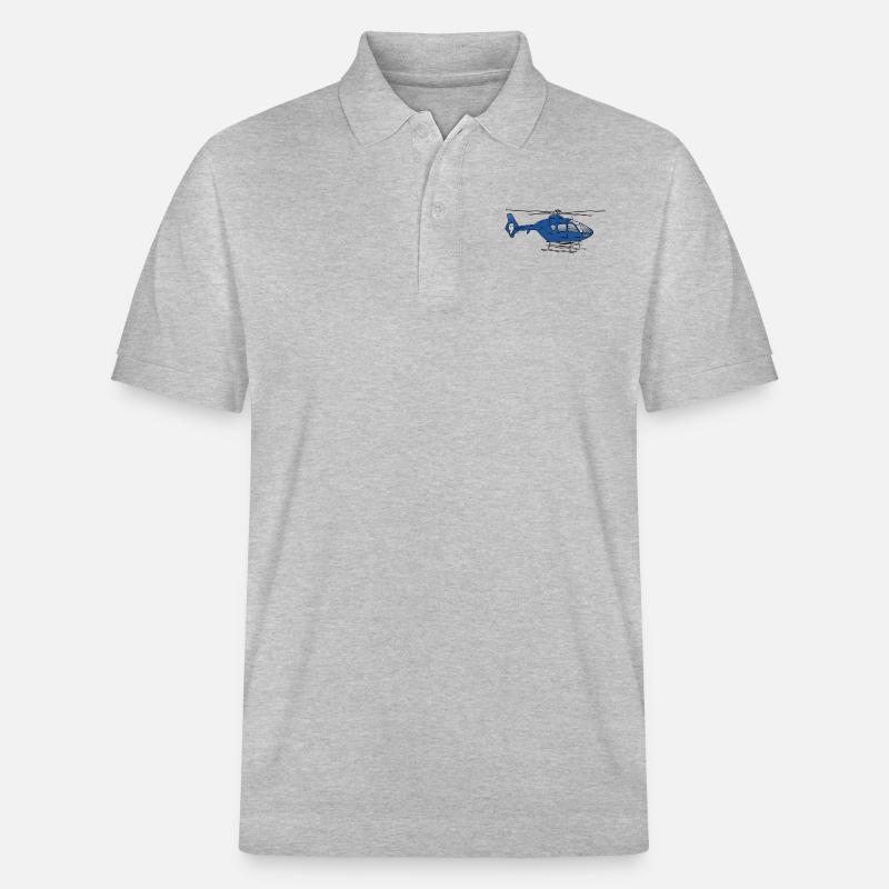 Blauer Hubschrauber Helikopter - Stanley/Stella Unisex Bio-Poloshirt PREPSTER - Grau meliert