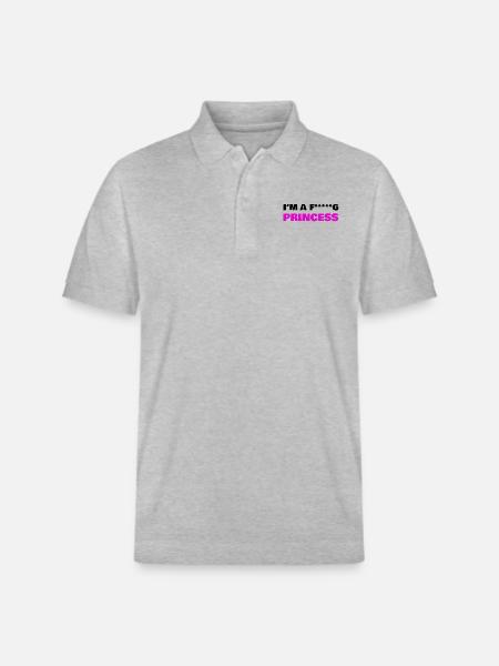 I'M A FUCKING PRINCESS BLACK - Stanley/Stella Unisex Organic Polo Shirt PREPSTER - heather grey